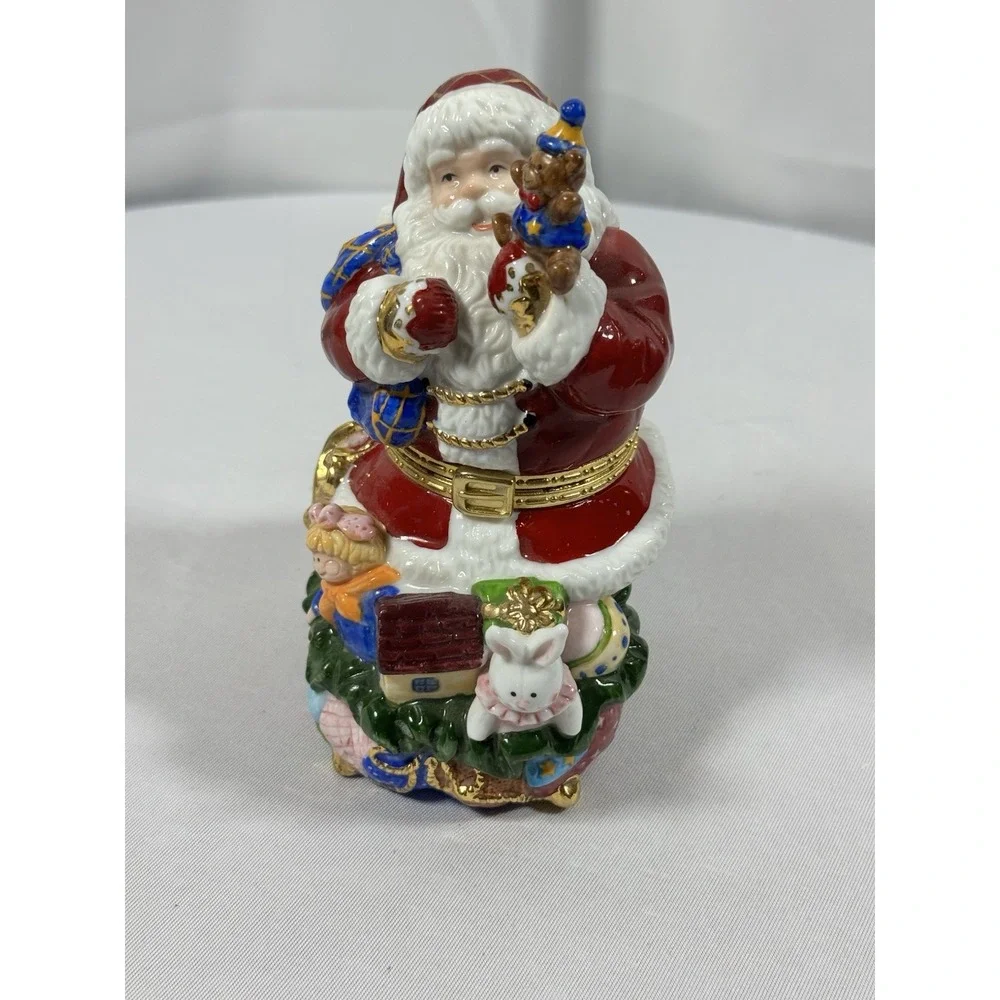 Traditions Santa Claus Porcelain Keepsake Box‎ Hinged Decorative Trinket Box